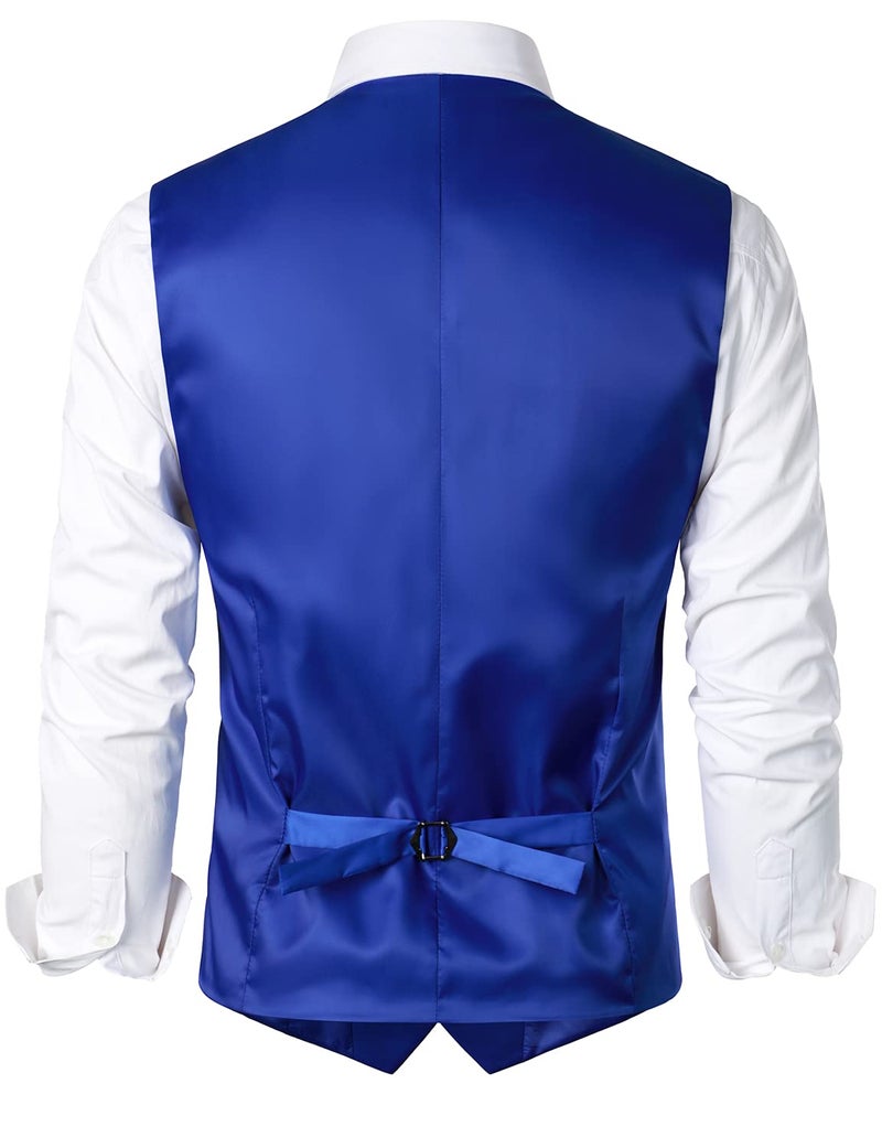 ZEROYAA Men's Hipster Urban Design 3 Pockets Business Formal Dress Vest for Suit Tuxedo ZLSV16 Royal X-Large - Image 3